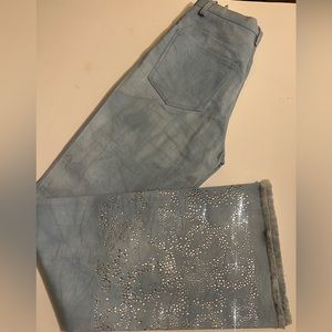 Chanel pants light blue, Jeans with Swarovski Strass Crystals, it’s a rare piece